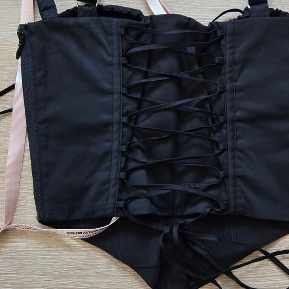 HOUSE OF CB Analia Lace-Up Crop Corset Camisole Black X-Small A/C New With Tags - Picture 11 of 16